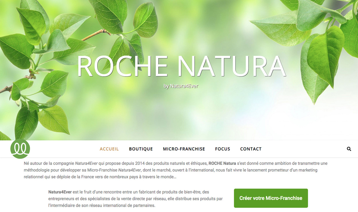 Page d'accueil du site www.roche-natura.fr